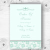 Pretty Mint Green & Sage Floral Diamante Wedding Double Cover Order Of Service