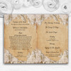 White Roses Vintage Shabby Chic Postcard Wedding Double Cover Order Of Service