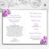 Beautiful Lilac Purple Rose Personalised Wedding Double Cover Order Of Service