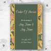 Green Yellow Orange Vintage Personalised Wedding Double Cover Order Of Service