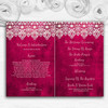 Berry Pink Old Paper & Lace Effect Wedding Double Sided Cover Order Of Service