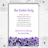 Black & Purple Watercolour Flowers Wedding Double Sided Cover Order Of Service