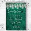 Teal Green Old Paper & Lace Effect Wedding Double Sided Cover Order Of Service