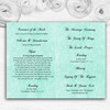 Turquoise Damask & Diamond Personalised Wedding Double Cover Order Of Service