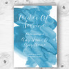 Sea Blue Watercolour Personalised Wedding Double Sided Cover Order Of Service