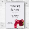 White Pearl Red Rose Personalised Wedding Double Sided Cover Order Of Service