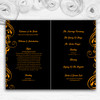 Black & Orange Swirl Deco Personalised Wedding Double Cover Order Of Service