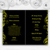 Black & Yellow Swirl Deco Personalised Wedding Double Cover Order Of Service