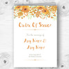 Watercolour Floral Orange Personalised Wedding Double Cover Order Of Service