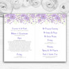 Watercolour Floral Purple Personalised Wedding Double Cover Order Of Service