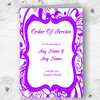 White & Purple Swirl Deco Personalised Wedding Double Cover Order Of Service