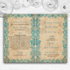 Shabby Chic Vintage Postcard Rustic Turquoise Wedding Cover Order Of Service