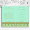 Mint Green & Gold Vintage Damask Wedding Double Sided Cover Order Of Service