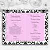 Black & Pink Damask Personalised Wedding Double Sided Cover Order Of Service