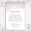 Pink Heart Confetti Personalised Wedding Double Sided Cover Order Of Service