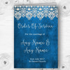 Vintage Blue Old Paper & Vintage Lace Effect Wedding Cover Order Of Service