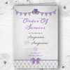 Vintage Rustic Style Bunting Purple & Silver Wedding Cover Order Of Service