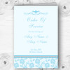 Pretty Sky Blue Floral Diamante Wedding Double Sided Cover Order Of Service