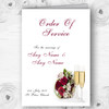 Red Rose Champagne Personalised Wedding Double Sided Cover Order Of Service