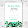 Black & Aqua Mint Green Watercolour Flowers Wedding Cover Order Of Service