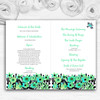 Black and Aqua Mint Green Watercolour Flowers Wedding Cover Order Of Service