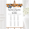 Watercolour Black & Orange Floral Header Personalised Wedding Seating Table Plan