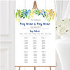 Autumn Leaves Watercolour Floral Header Personalised Wedding Seating Table Plan