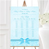 Pretty Floral Vintage Bow and Diamante Aqua Sky Blue Wedding Seating Table Plan