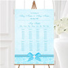 Pretty Floral Vintage Bow & Diamante Aqua Sky Blue Wedding Seating Table Plan