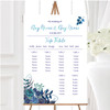 Aqua Green and Blue Watercolour Florals Personalised Wedding Seating Table Plan