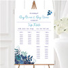 Aqua Green & Blue Watercolour Florals Personalised Wedding Seating Table Plan