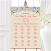 Floral Shabby Chic Inspired Vintage Personalised Wedding Seating Table Plan