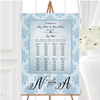 Vintage Damask Initials Powder Blue Personalised Wedding Seating Table Plan