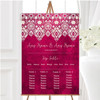 Berry Pink Old Paper and Lace Effect Personalised Wedding Seating Table Plan