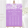 Vintage Lilac Purple Burlap & Lace Personalised Wedding Seating Table Plan