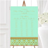 Mint Green and Gold Vintage Damask Personalised Wedding Seating Table Plan