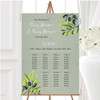 Rustic Vintage Watercolour Olive Personalised Wedding Seating Table Plan