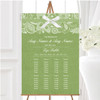 Vintage Sage Green Burlap & Lace Personalised Wedding Seating Table Plan