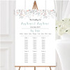 Coral & Blue Autumn Watercolour Personalised Wedding Seating Table Plan
