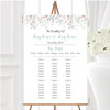Coral and Blue Autumn Watercolour Personalised Wedding Seating Table Plan
