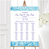 Pale Baby Blue Crystals Pretty Personalised Wedding Seating Table Plan