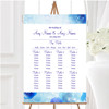 Stunning Blue Flowers Romantic Personalised Wedding Seating Table Plan
