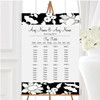 Black And White Floral Flower Personalised Wedding Seating Table Plan