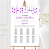 Purple Watercolour Heart Drop Personalised Wedding Seating Table Plan