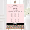 Coral Pink Rose Shabby Chic Black Stripes Wedding Seating Table Plan