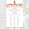 Plum Pink Watercolour Floral Personalised Wedding Seating Table Plan