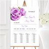 Beautiful Lilac Purple Rose Personalised Wedding Seating Table Plan