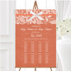 Vintage Coral Burlap & Lace Personalised Wedding Seating Table Plan