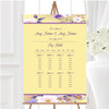 Yellow Lilac Floral Vintage Personalised Wedding Seating Table Plan