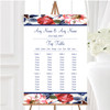 Pretty Blue Vintage Floral Personalised Wedding Seating Table Plan